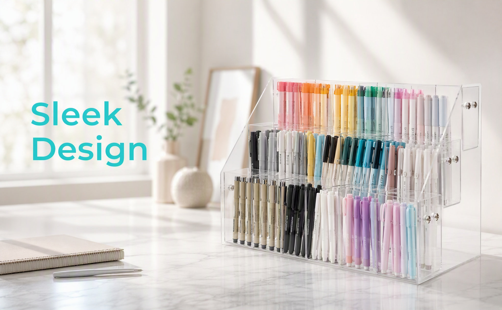 Stationery Office And School Supply Stores - Acrylic Pen Display Stand Clear Desk